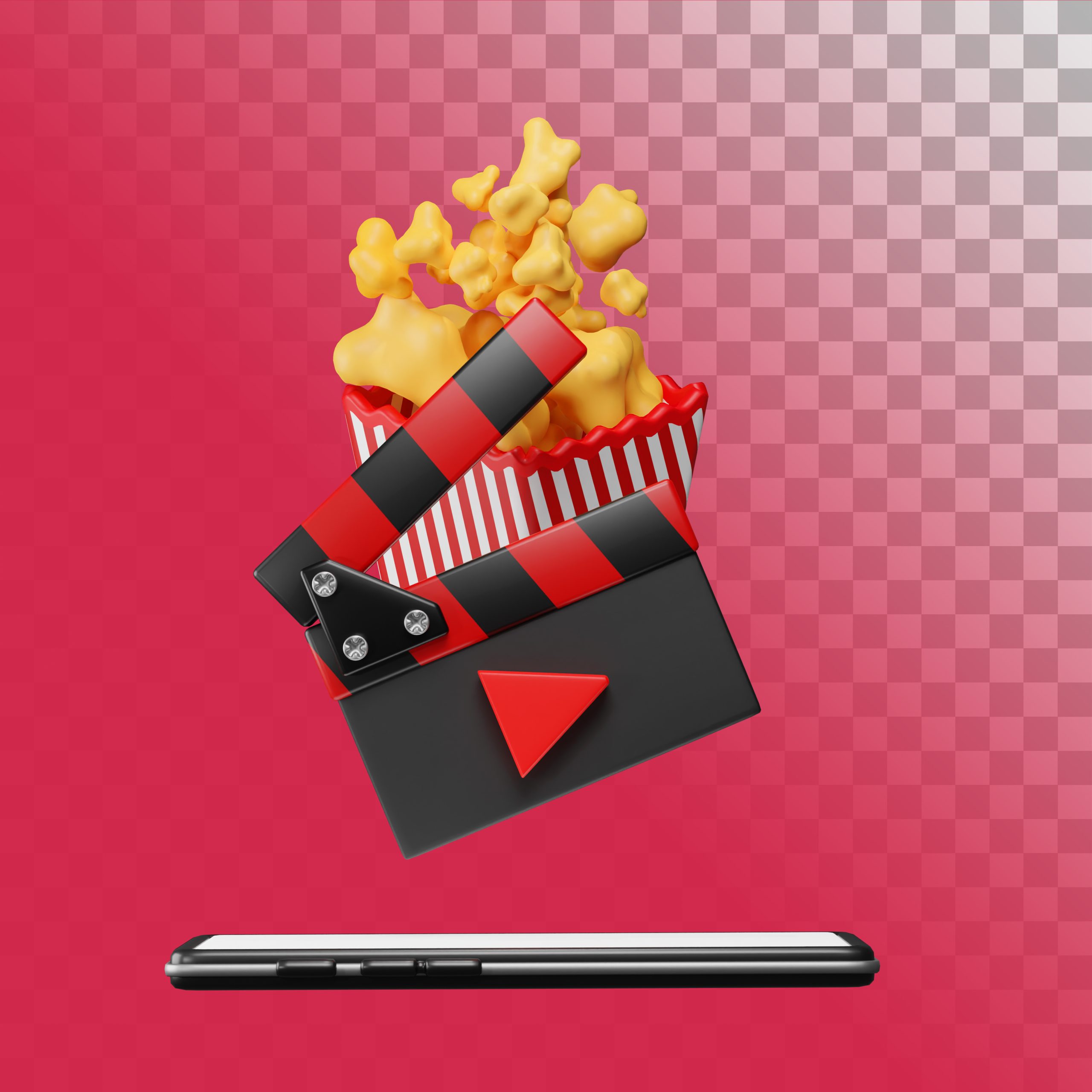 Watch movies from cell phone. 3d illustration